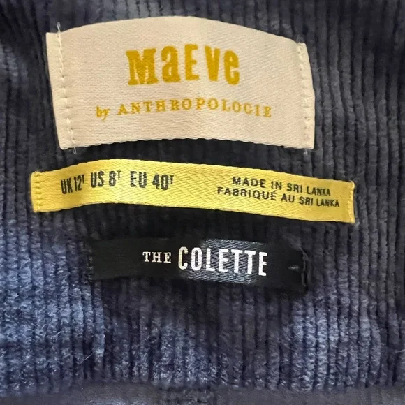 💎Anthropologie Maeve Corduroy Blue Jumpsuit with Belt - Picture 5 of 6